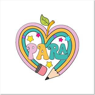 Colorful PARA Teacher - Paraprofessional Cute Pencil heart Posters and Art